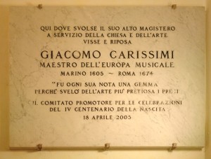 Commemorative plaque on the 400th anniversary of the composer's birth. "Every note was a gem"
